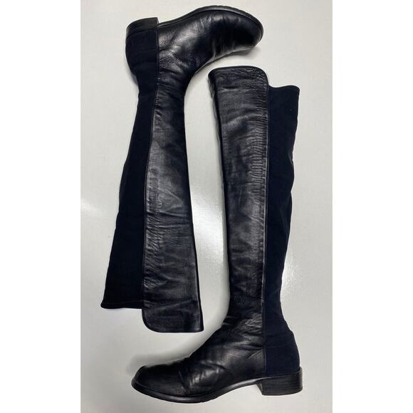 Stuart Weitzman 5050 Over The Knee Boot Black Leather Stretch Elastic Ba… - Picture 3 of 10